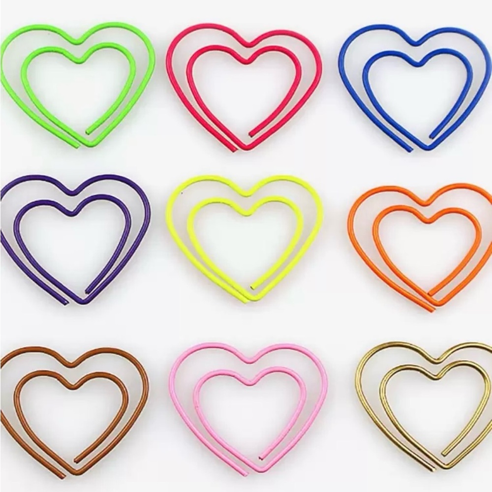 Colorful Heart-Shaped Paper Clips Set of 50 Love Valentines Crafts - Picture 2 of 6
